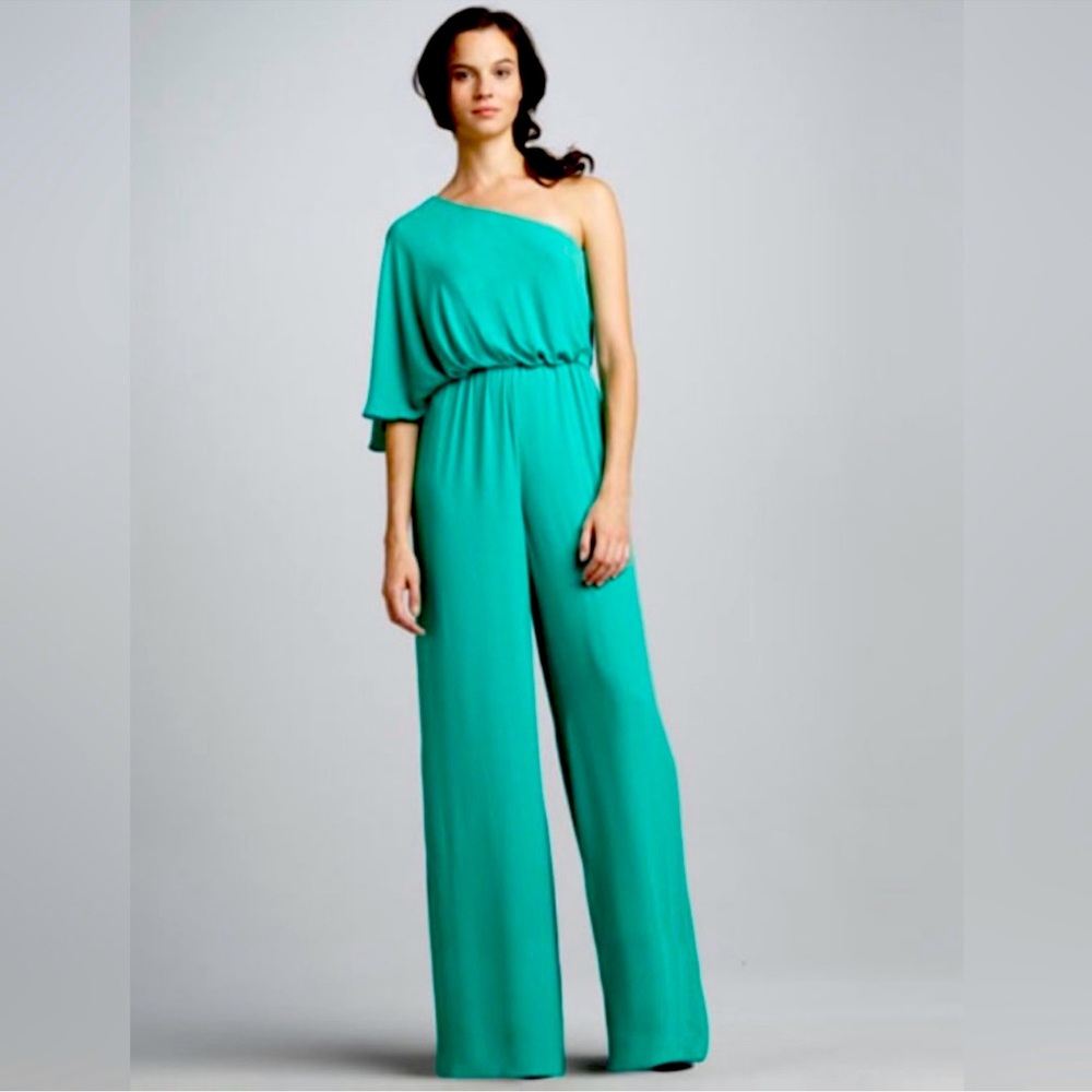 BCBG MaxAzria One Shoulder Wide Leg Jumpsuit